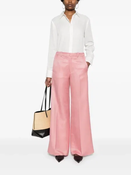 Pantaloni Forte_forte din țesătură twill roz