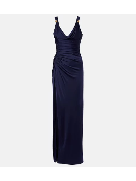 Rochie Versace cu volane din jerseu drapată albastru