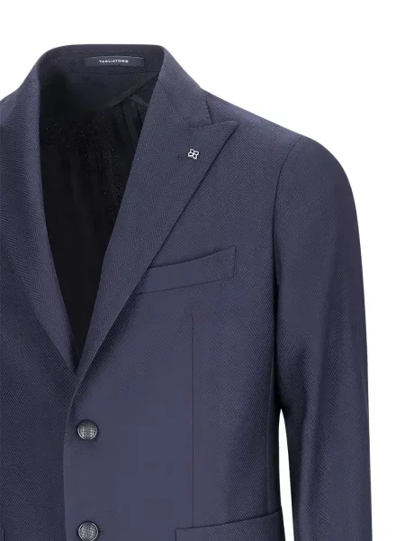 Sako Tagliatore se vzorem rybí kosti modré