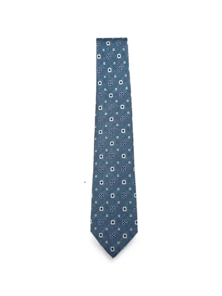 Cravată Kiton cu imprimeu geometric albastru