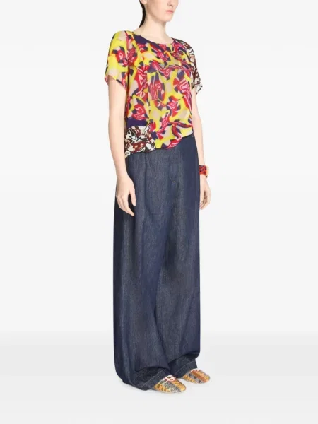 Top Dries Van Noten cu imagine cu imprimeu abstract drapat galben