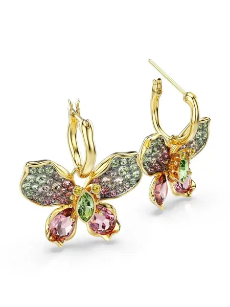 Swarovski Fülbevalók / arany / zöld / rózsaszín sárga