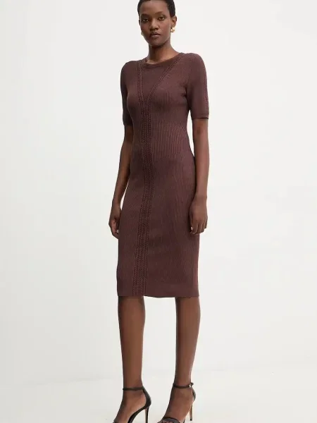 Herve Leger sukienka Alina mini dopasowana brązowy