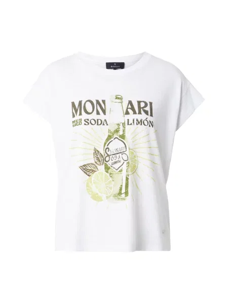 Monari Tricou crem / maro / lămâie / oliv galben