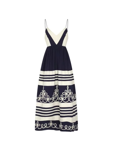 Rochie florală Carolina K cu dungi albastru