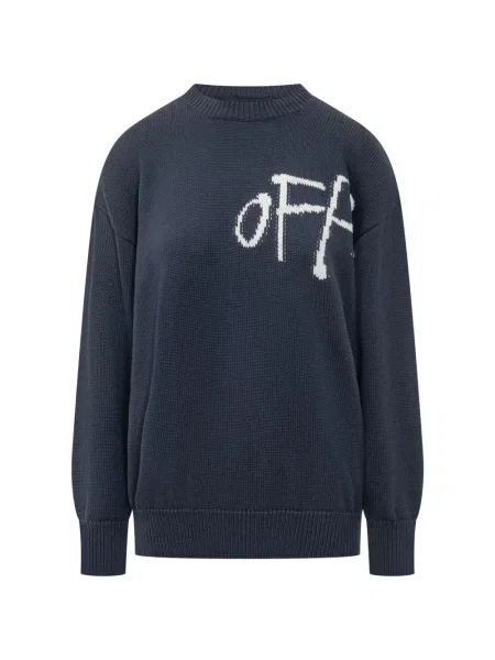 Pulover Off-white cu decolteu rotund alb