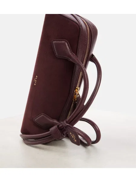 Geantă Alaïa din piele de căprioară bordo