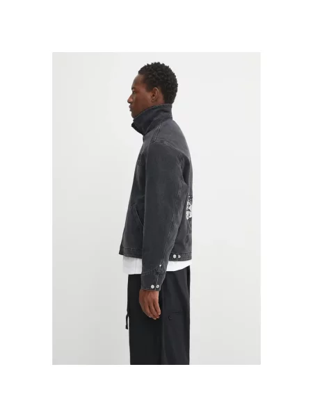 Kenzo kurtka jeansowa Happy Tiger Utility Fleece przejściowa czarny