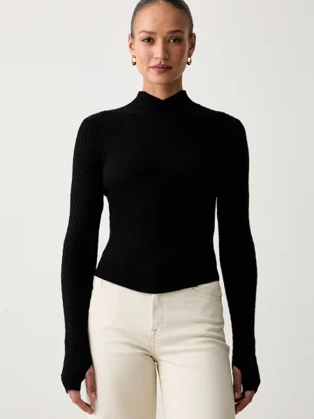 Victoria Beckham pulover pentru femei din lână merino negru