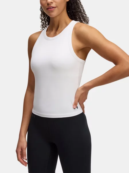 Kondícia športový top Under Armour s vysokým golierom biela