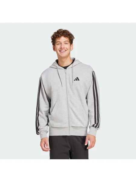 Frotir hoodie Adidas s črtami črna