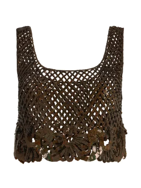 Decupat top Alberta Ferretti cu paiete maro