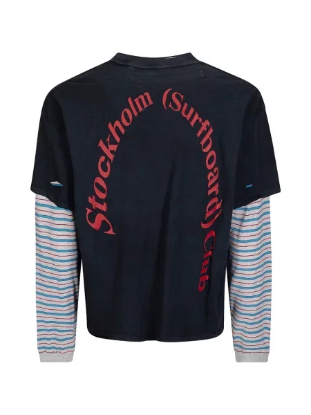 Tricou Stockholm Surfboard Club cu dungi negru