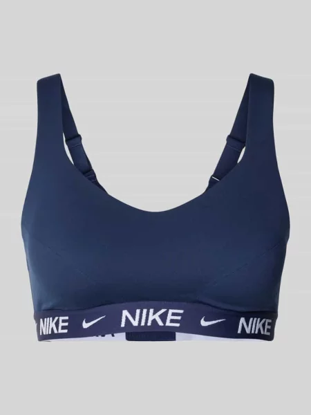 Biustonosz sportowy o kroju slim fit z detalem z logo model Indy' Nike Training granatowy