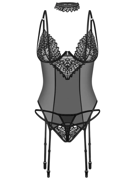 Комплект: корсет трусики и чокер Комплект_Obsessive_Donarella_corset чорний