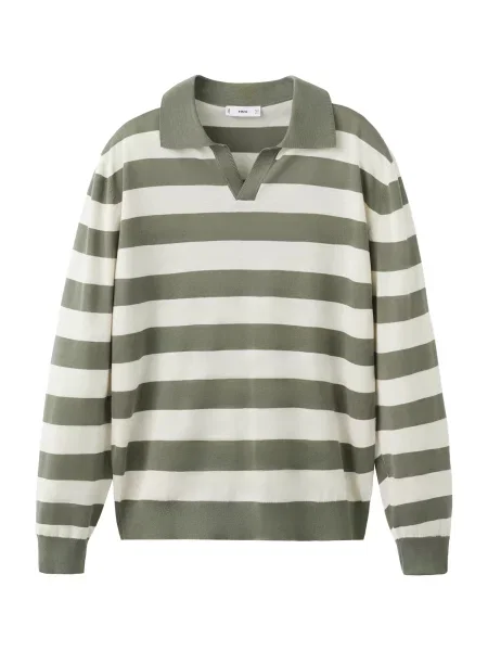 MANGO MAN Pulover Claude verde măr alb