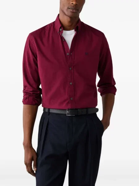 Cămașă Hackett London din țesătură twill roșu