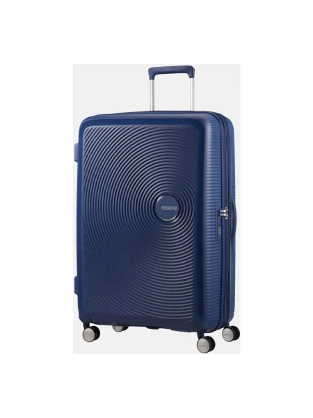 Lniana walizka American Tourister niebieska