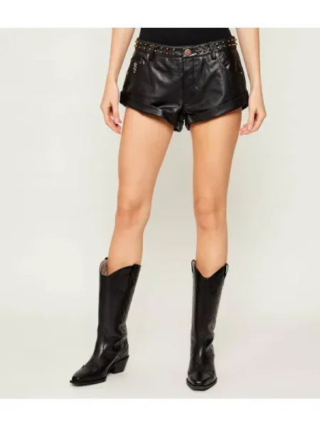 One Teaspoon De piele pantaloni scurți BANDITS | Relaxed fit | low waist negru