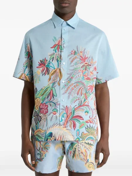 Scurt cămașă Etro cu model floral cu imagine albastru