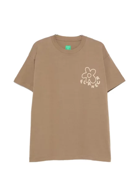 Tricou Flâneur cu imagine cu decolteu rotund maro