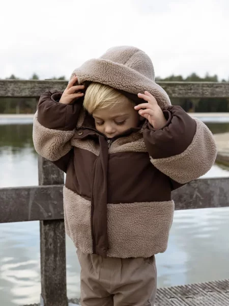 Donsje prechodná bunda detská Damian Jacket hnedá