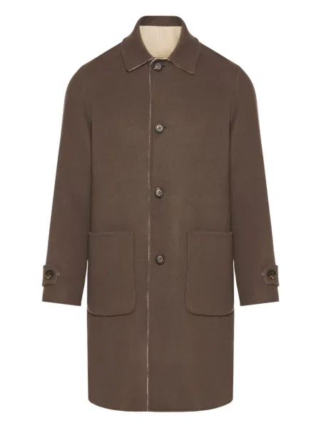 Palton Eleventy cu buzunare cu nasturi maro