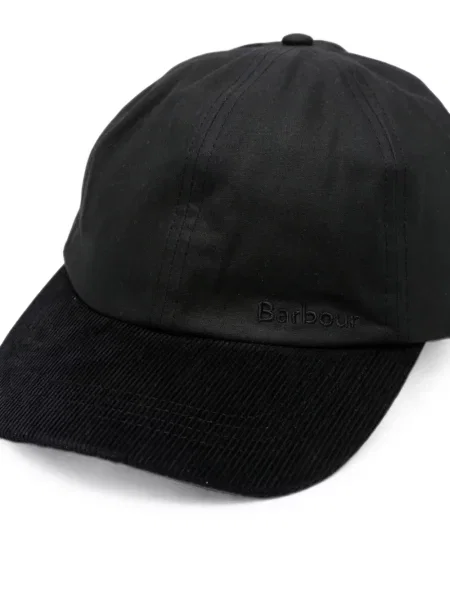 Siuvinėtas kepurė su snapeliu Barbour kordinis velvetas juoda
