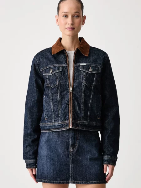 Guess Jeans μεταβατικό μπουφάν γυναικείο ντένιμ μπλε