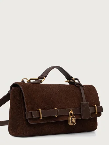 Tommy Hilfiger Ročna torba American Icon Clutch Suede rjava