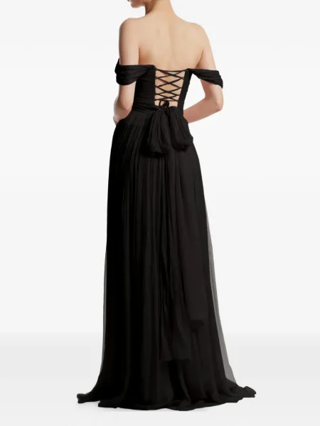 Rochie maxi Framboise cu umerii deschiși de costum negru
