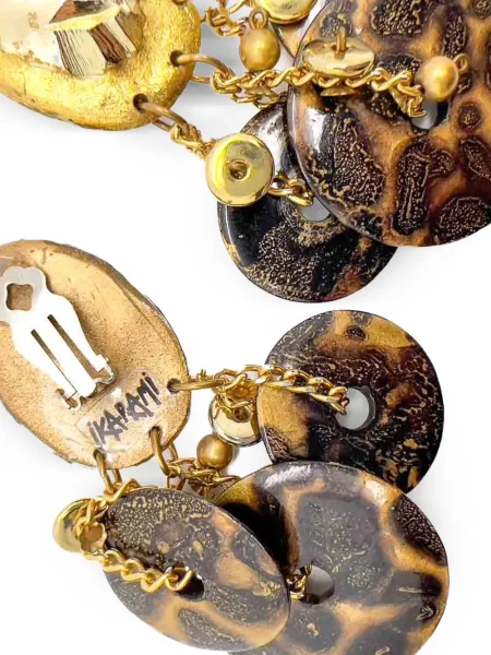 Retro náušnice Jennifer Gibson Jewellery hnědé