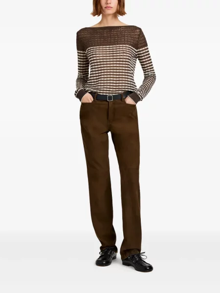 Pantaloni Proenza Schouler White Label din piele de căprioară alb
