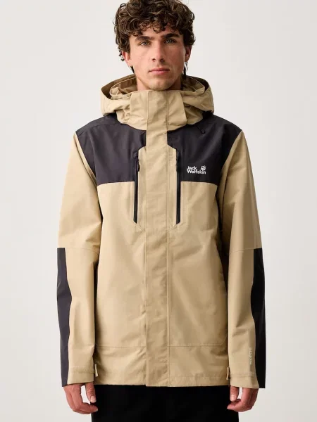 Jack Wolfskin Pelerină de ploaie pentru bărbați JASPER PRO bej