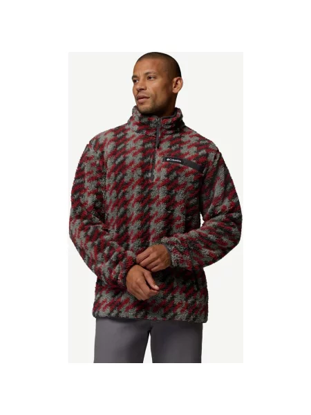 Polar Columbia Rugged Ridge High Pile Half Zip szary czerwony czarny S biała