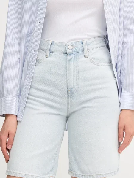 Tommy Hilfiger szorty jeansowe gładkie high waist niebieski
