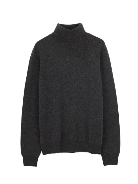 GOBI Cashmere Pulover Men's Essential Turtleneck Cashmere Sweater metalic gri