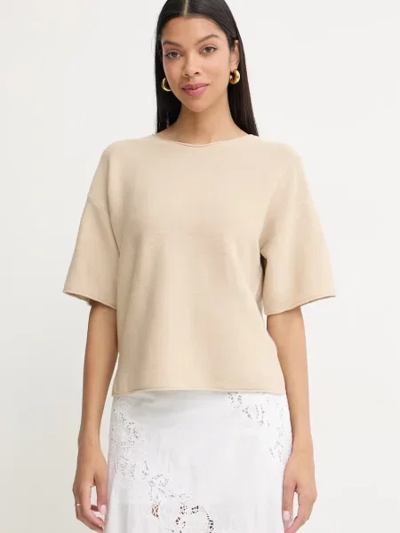 BOSS Orange pulover de pentru femei cu amestec de lână C Fouetta bej