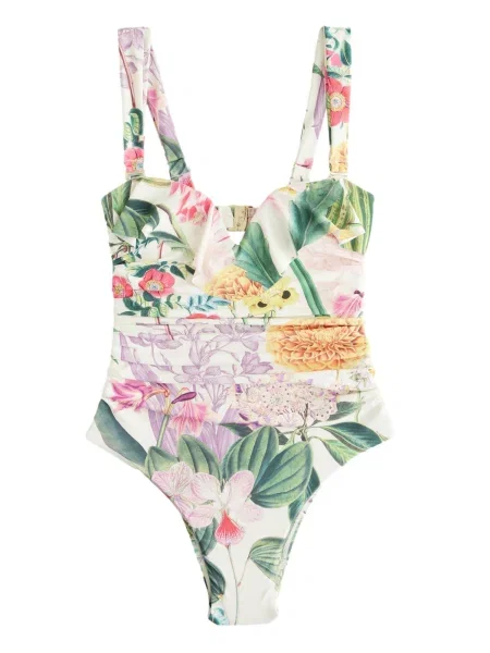 Next Enodelne kopalke kremna zelena / svetlo roza rumena