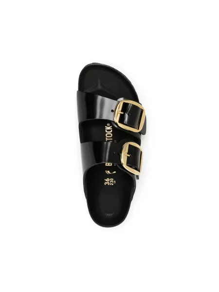 Birkenstock klapki skórzane Arizona Big Buckle czarne