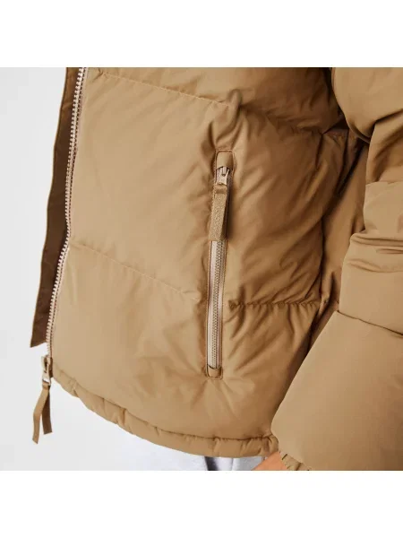 Lacoste Pikowana Wodoodporna Krótka Kurtka brązowa