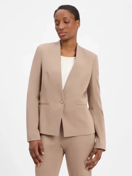 BOSS Marynarka Kobiety beżowy|szary jednolity 34 beżowa