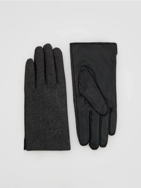 Шерстяные перчатки Reserved черные