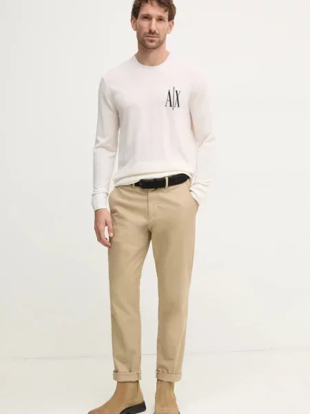 Вовняний светр Armani Exchange легкий бежевий