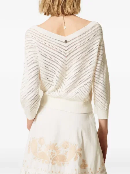 Pulover Twinset cu decolteu în V alb