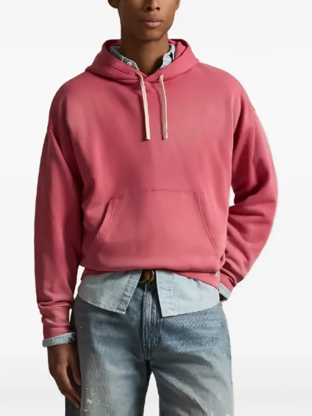 Καρό πλεκτός σκούφος Polo Ralph Lauren με κουκούλα ροζ