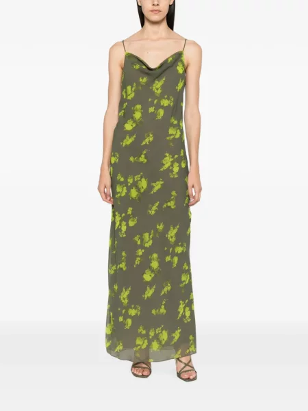 Rochie maxi Patrizia Pepe cu model floral cu imagine verde