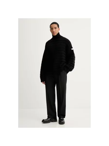 Lniany sweter z golfem Mm6 Maison Margiela czarny