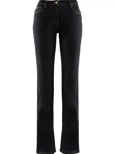 Jeansy ze stretchem straight mid waist czarne