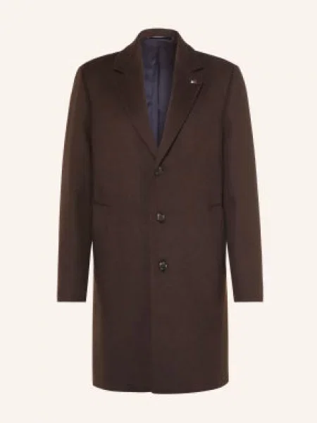 Vlněný kabát Tommy Hilfiger hnědý